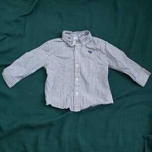 Janie and Jack Toddler Boys Blue and White Plane Button-Down Shirt - Size 12-18M